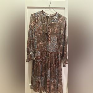 Brown print midi dress